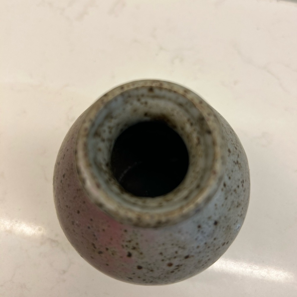 Miniature Ceramic Vase with brown, mauve tones and speckled. - Picture 3 of 5
